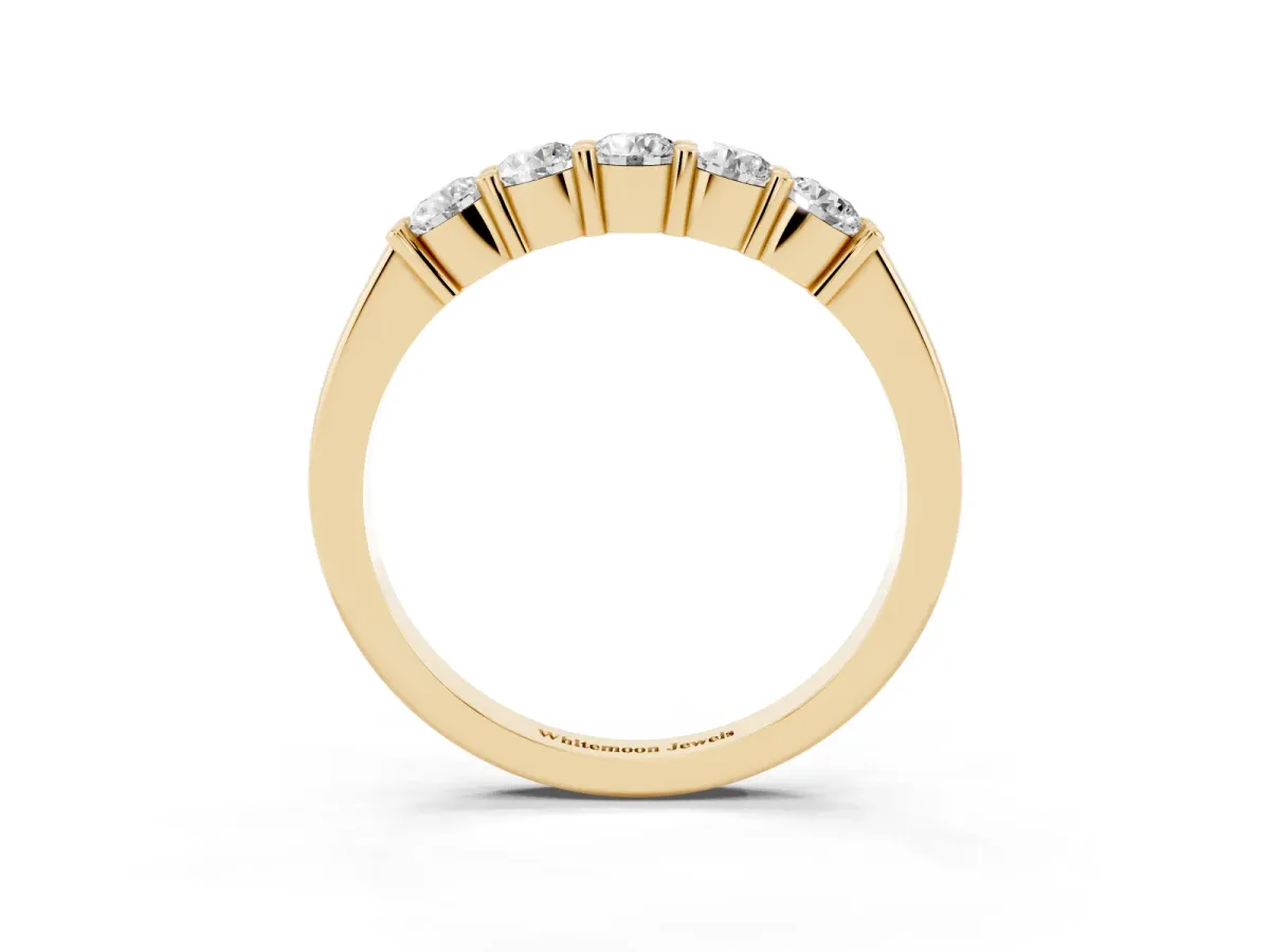 Round Cut Diamond Prong Set Half-Eternity Band Yellow gold