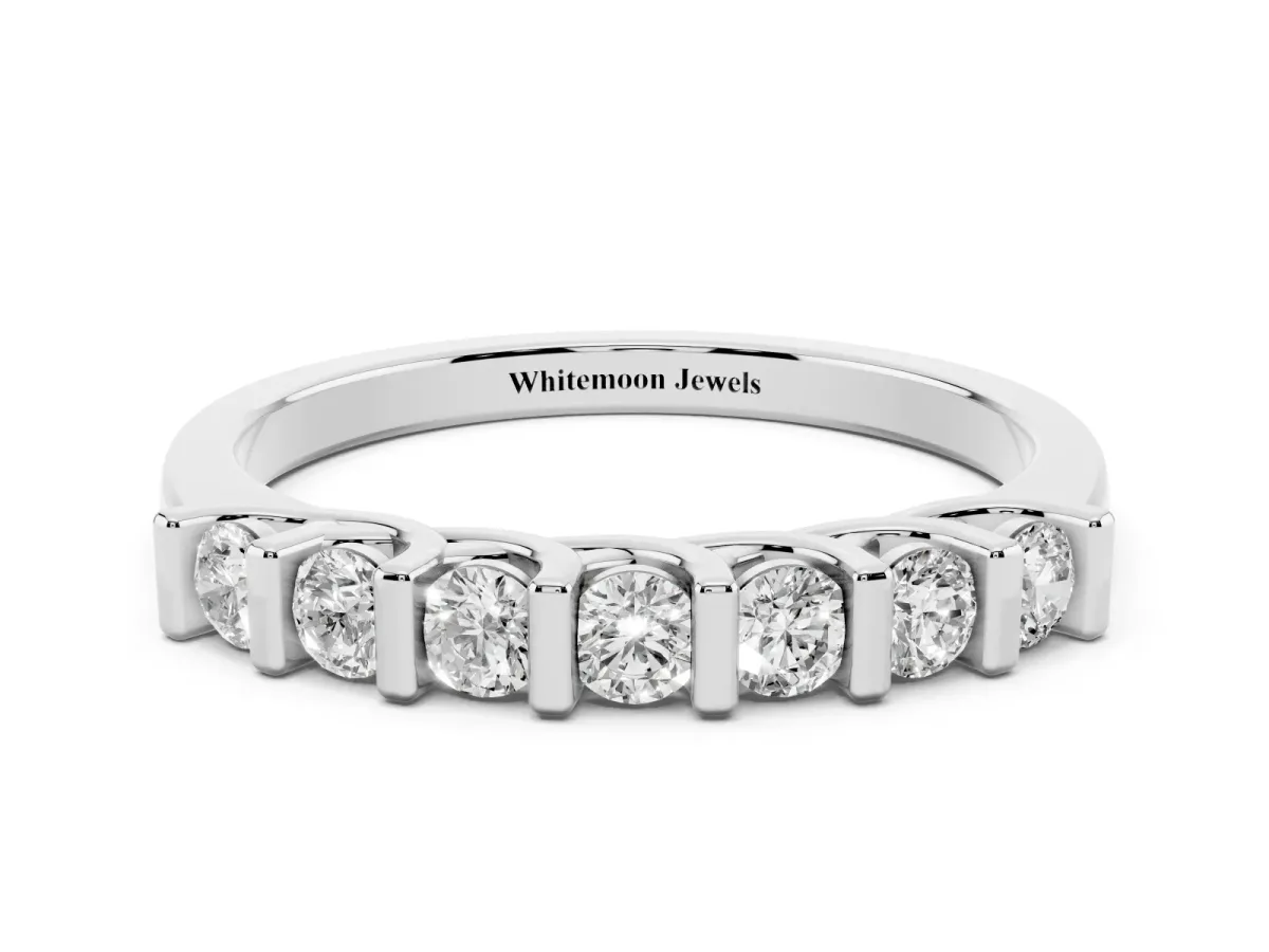 Channel-Set Round Diamond Half-Eternity Band White gold