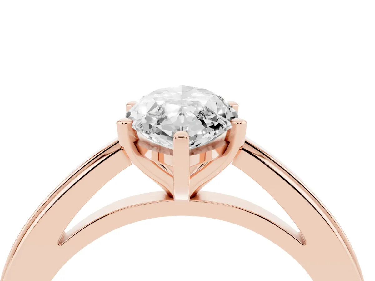 Marquise Cut Solitaire Diamond Ring with Four-Prong Setting and Classic Band Rose gold