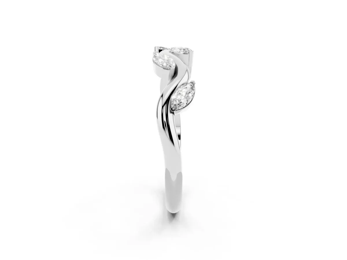 Marquise Diamond Twisted Band with Prong Setting Silver