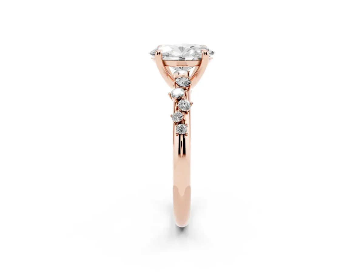 Oval Cut Cut Diamond Vine Band with Four-Prong Setting Rose gold
