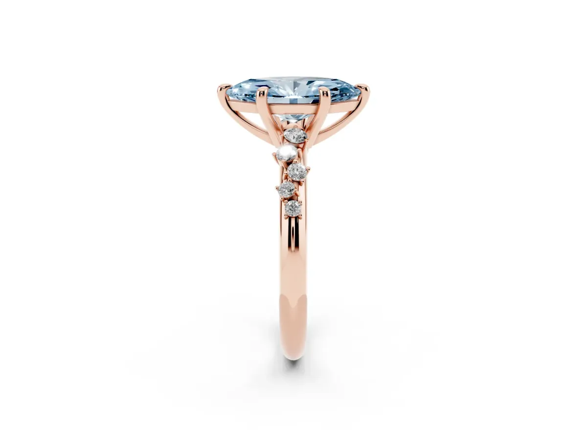 Fancy Blue Marquise Cut Cut Diamond Vine Band with Four-Prong Setting Rose gold