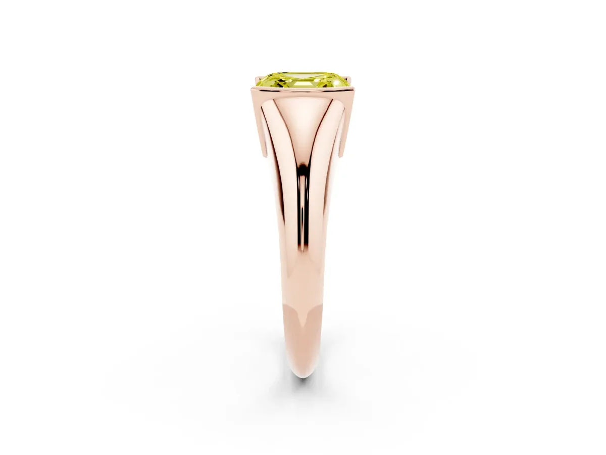 Fancy Yellow Asscher Cut Solitaire Tension Set Diamond Ring Rose gold