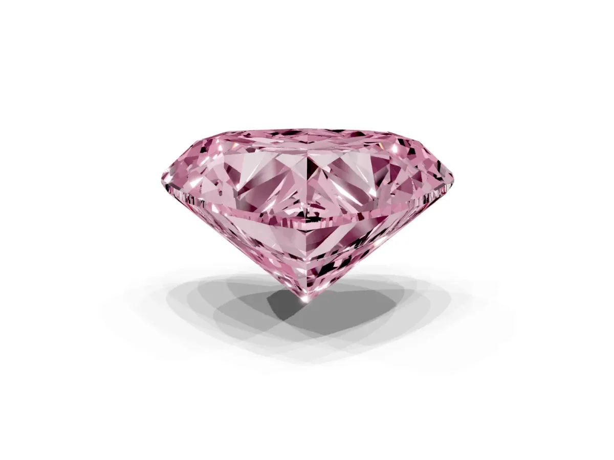 Fancy Pink Heart Cut Diamond Ring with Marquise Side Stones and Prong Setting Yellow gold