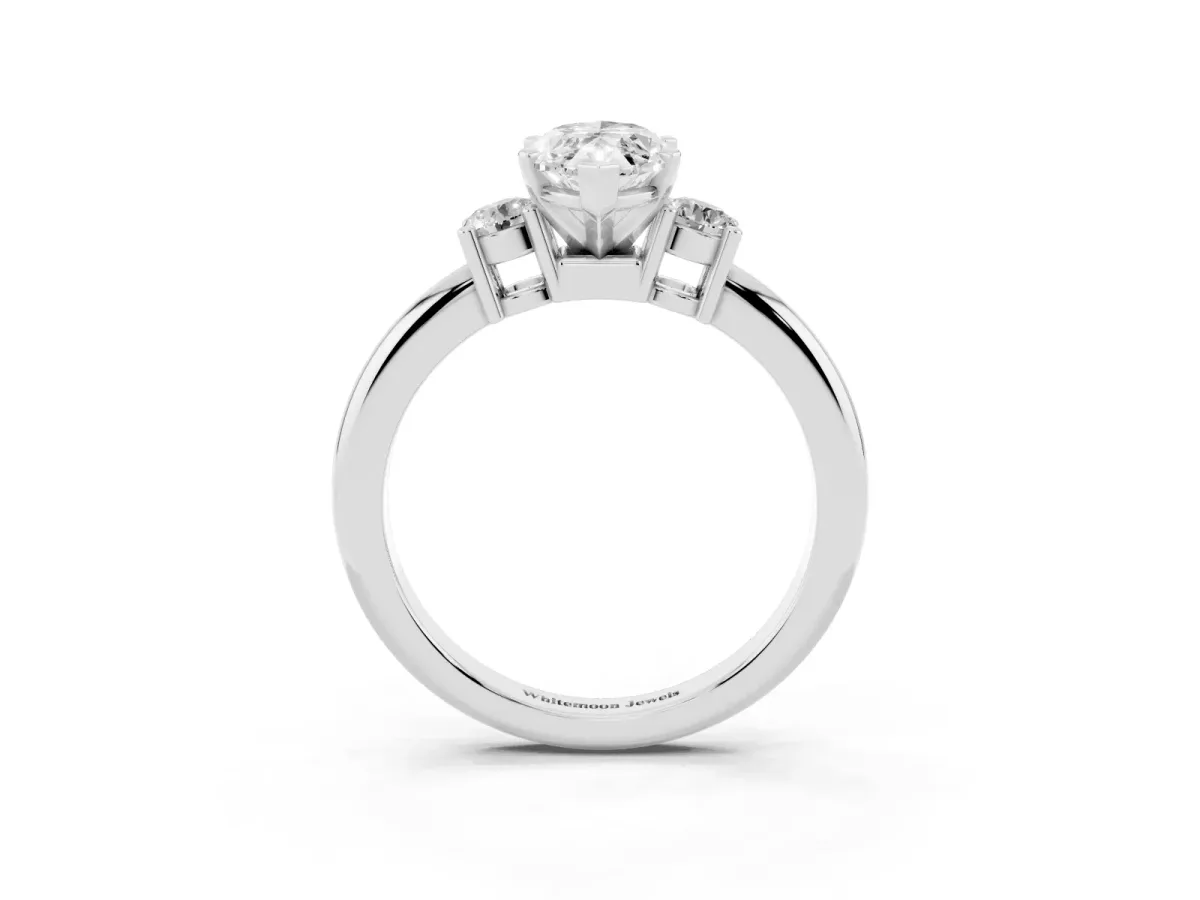 Three-Stone Marquise Cut Cut Diamond Solitaire with Prong Setting and Classic Band Silver