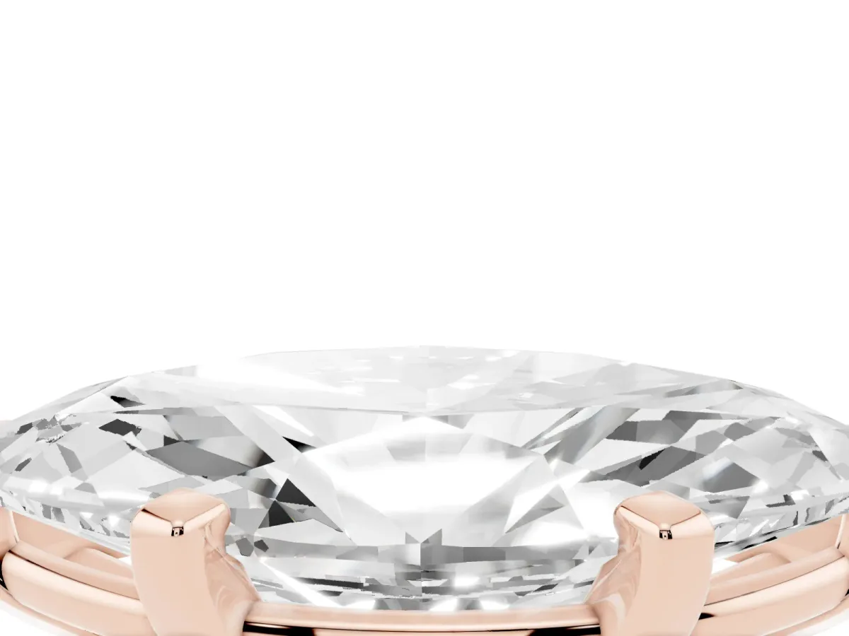 Marquise Cut Diamond Solitaire Ring with Prong Setting and Classic Band Rose gold