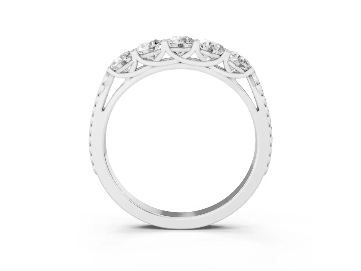Five-Stone Round Diamond Prong-Set Band Platinum