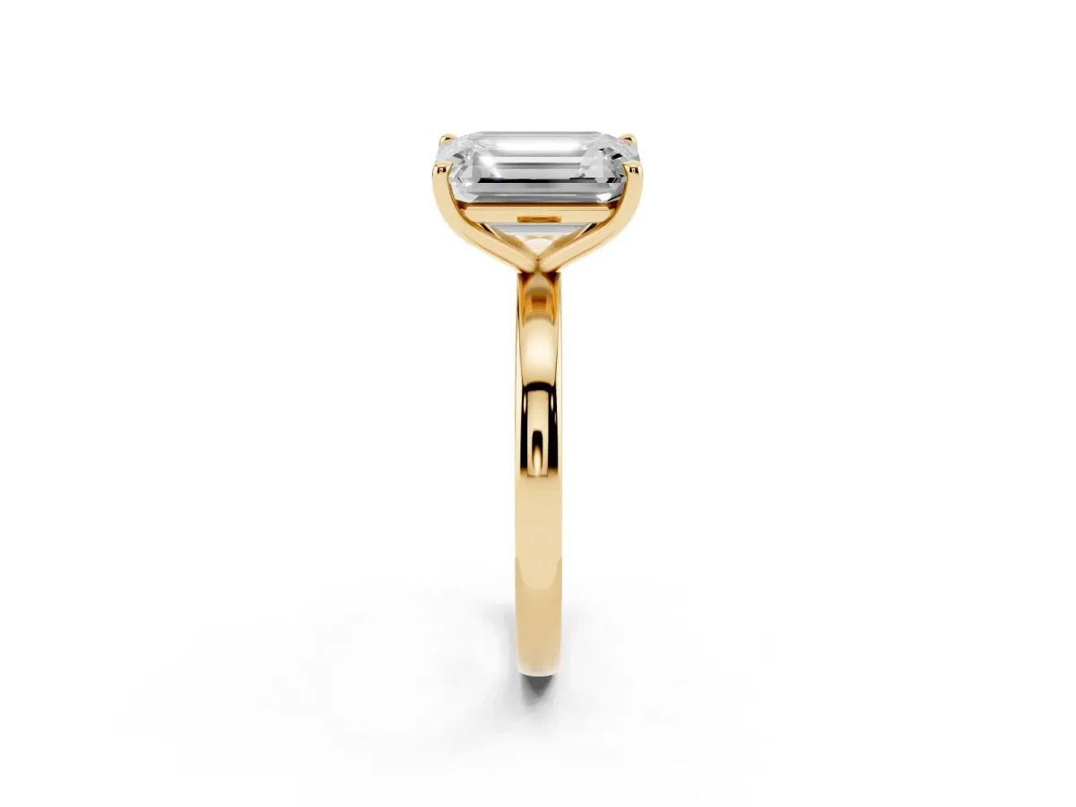 Fancy Blue Oval Cut and Emerald Cut Toi Moi Ring with Prong Setting Yellow gold