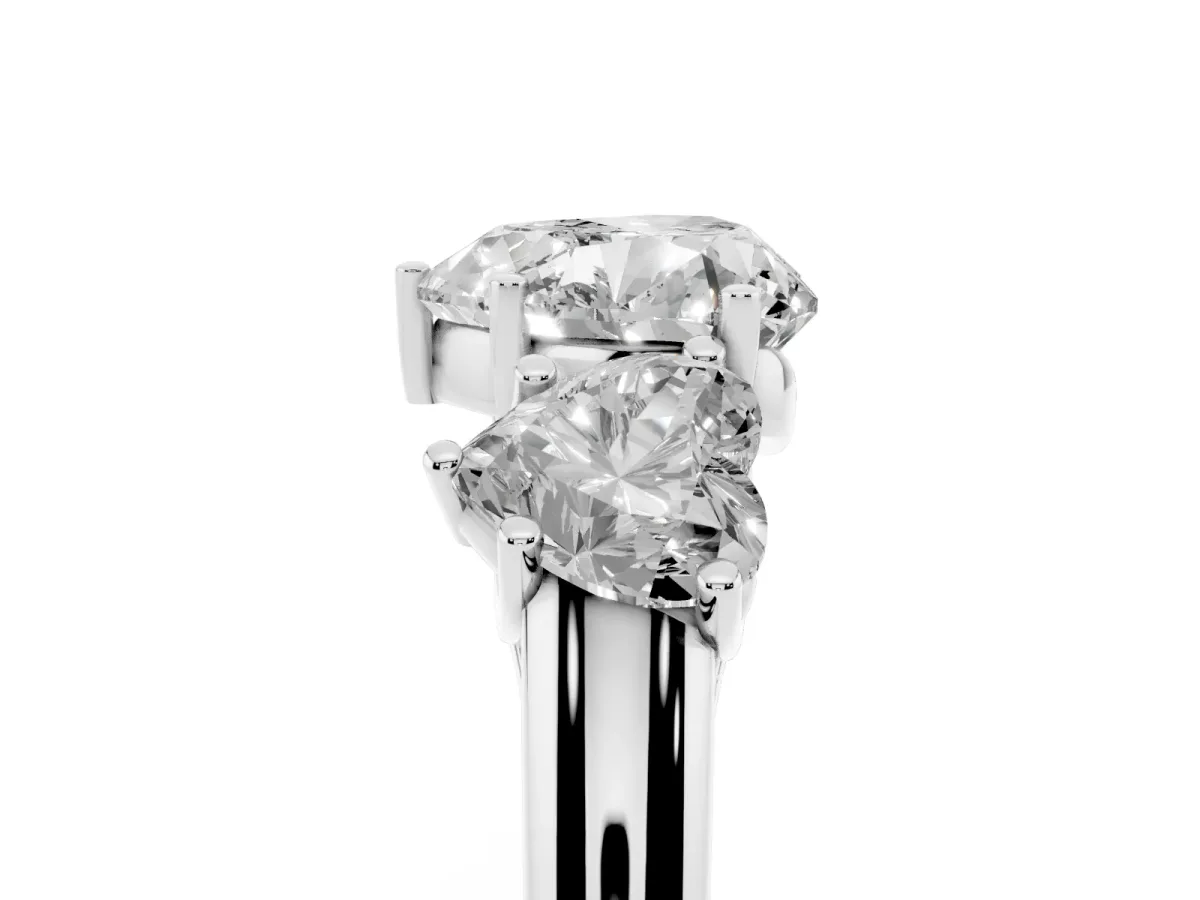 Three-Stone Heart Cut Diamond Engagement Ring with Prong Setting Platinum