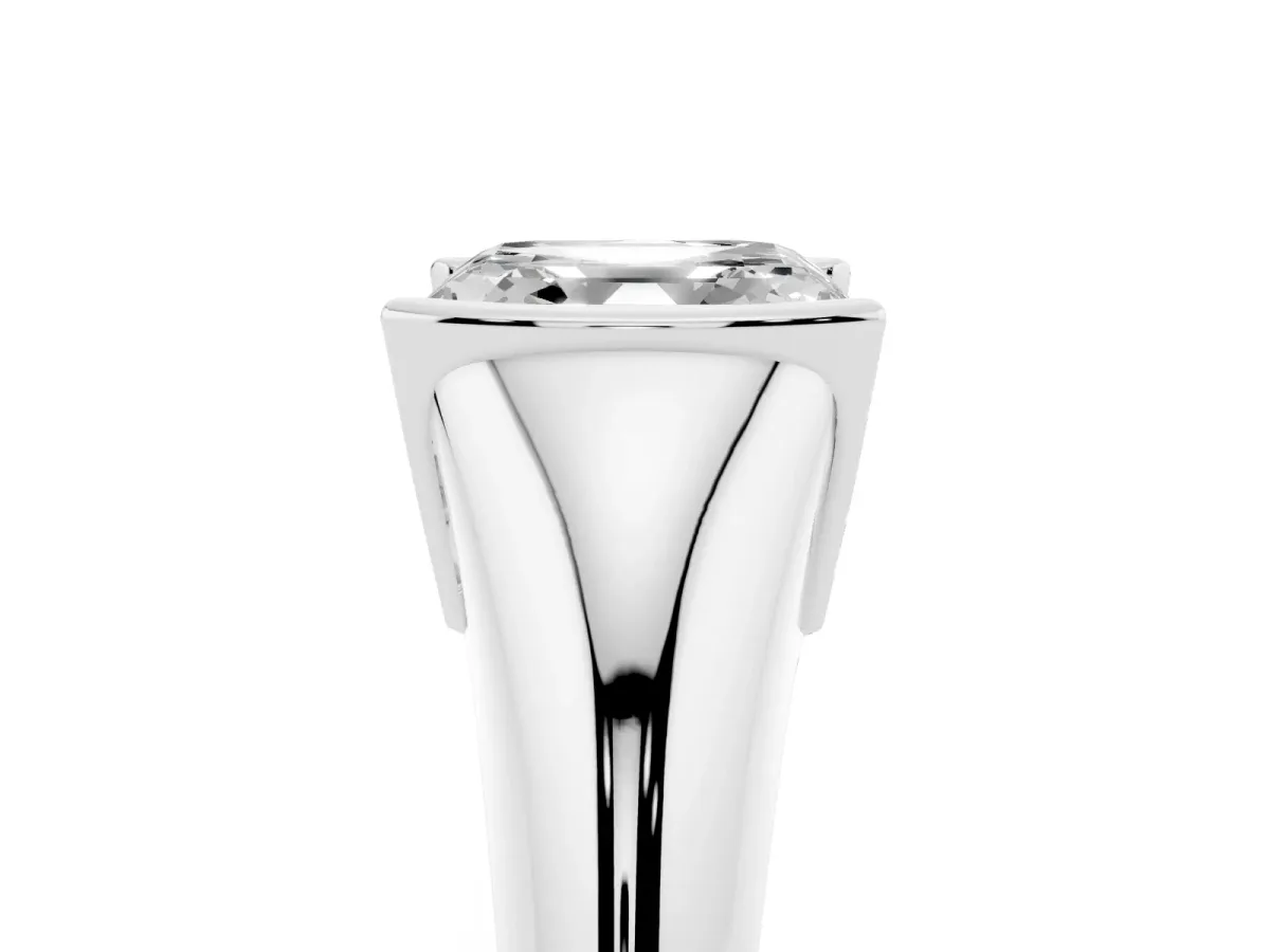 Asscher Cut Solitaire Tension Set Diamond Ring Silver