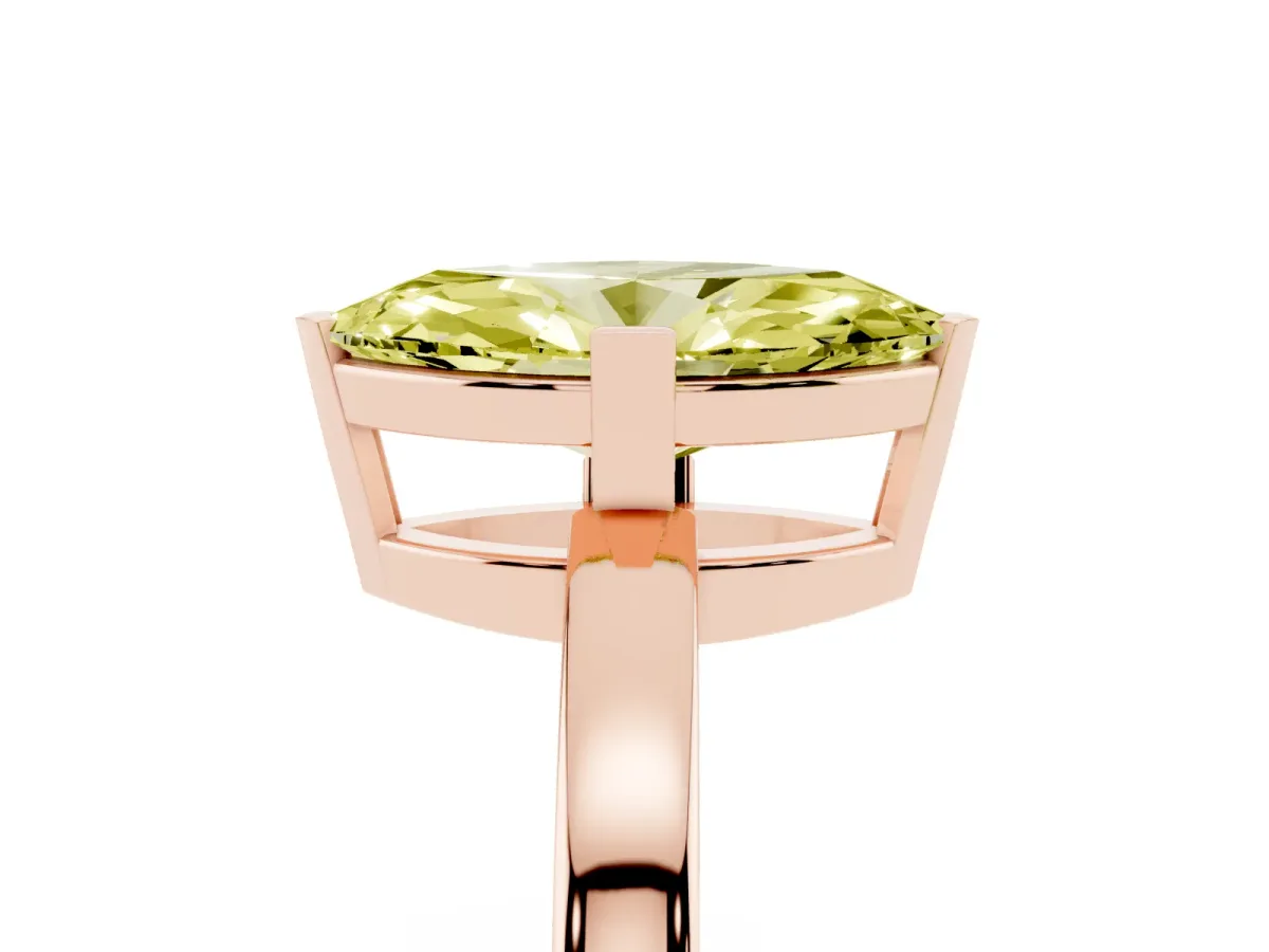 Fancy Yellow Marquise Cut Cut Solitaire Ring with Four-Prong Setting and Classic Band Rose gold