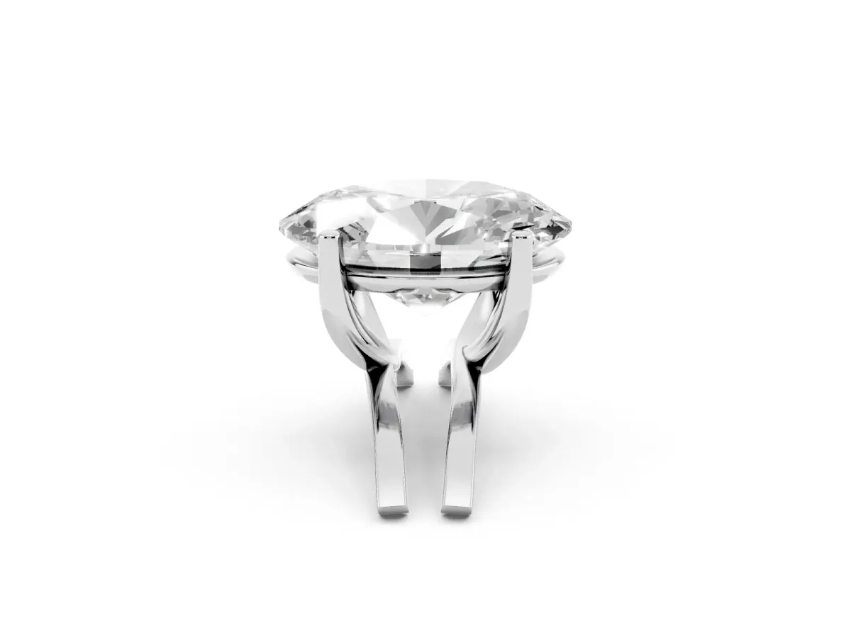 Oval Cut Cut Diamond Solitaire Engagement Ring with Tapered Plain Band and Four-Prong Setting White gold