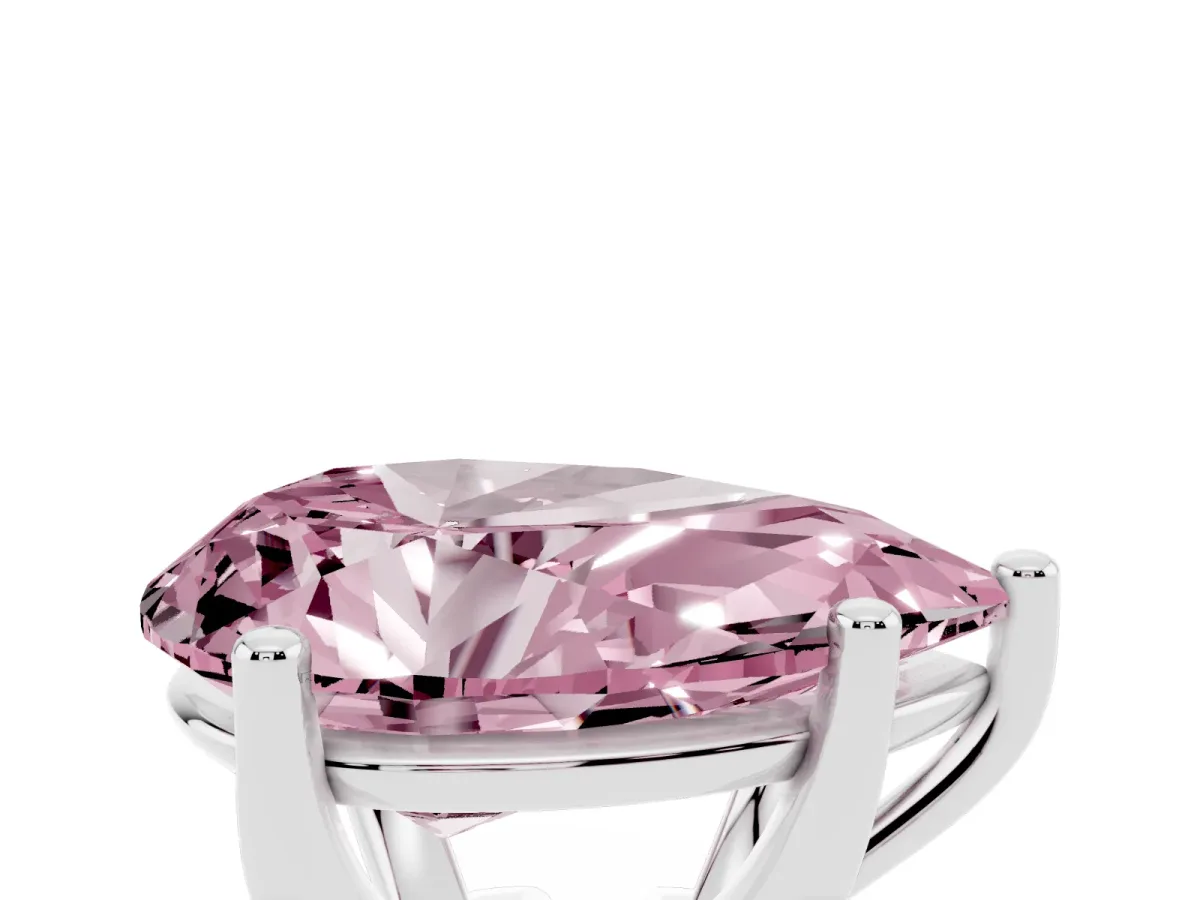 Fancy Pink Pear Cut Cut Diamond Solitaire Engagement Ring with Tapered Plain Band and Four-Prong Setting Platinum