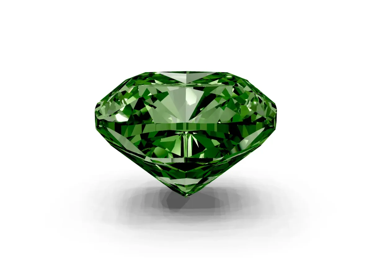 Fancy Green Cushion Cut Halo Milgrain Solitaire with Bezel Set Side Stones and Pave Band White gold