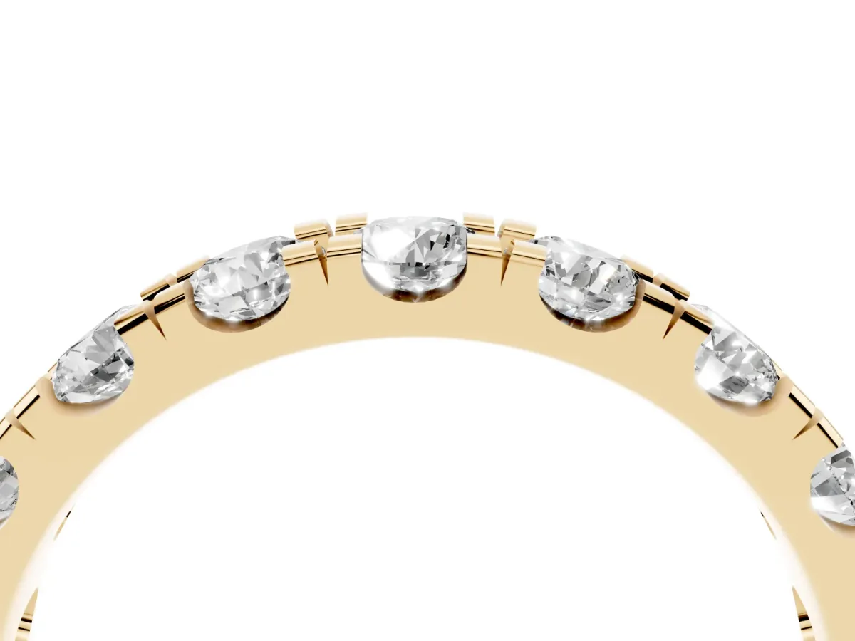 Round Diamond Full Eternity Band with U-Prong Setting Yellow gold