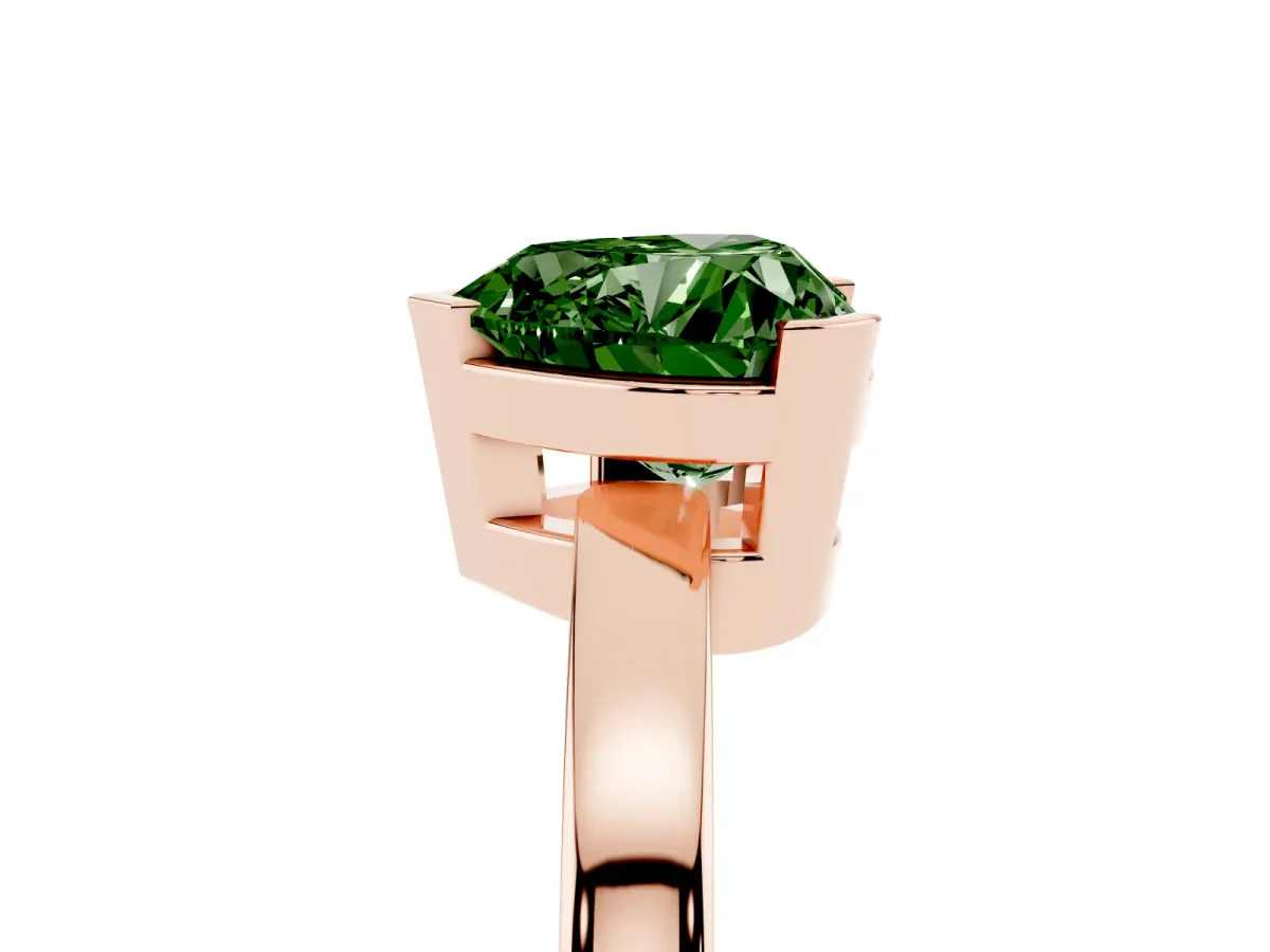 Fancy Green Heart Cut Cut Solitaire Ring with Four-Prong Setting and Classic Band Rose gold