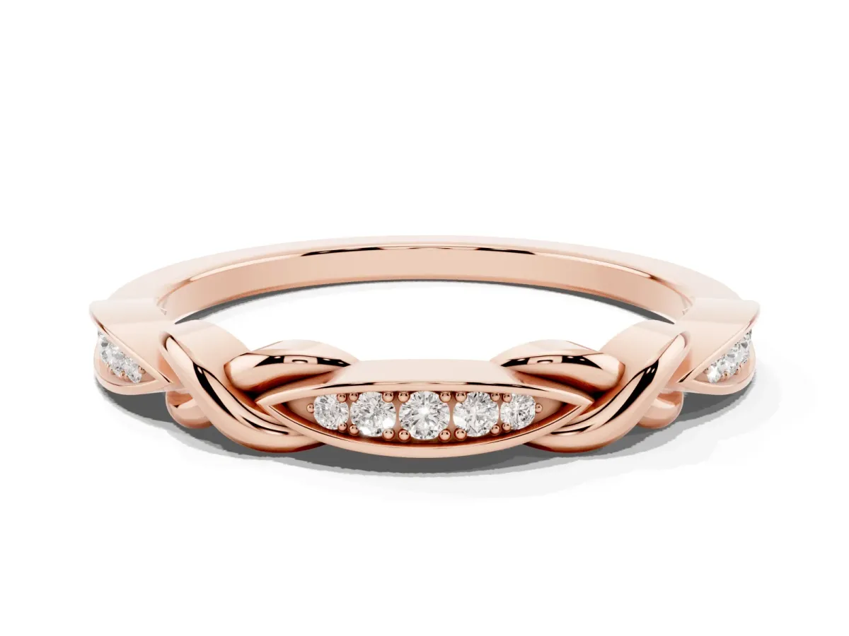 Twisted Marquise Diamond Pavé Band with Shared Prong Setting Rose gold