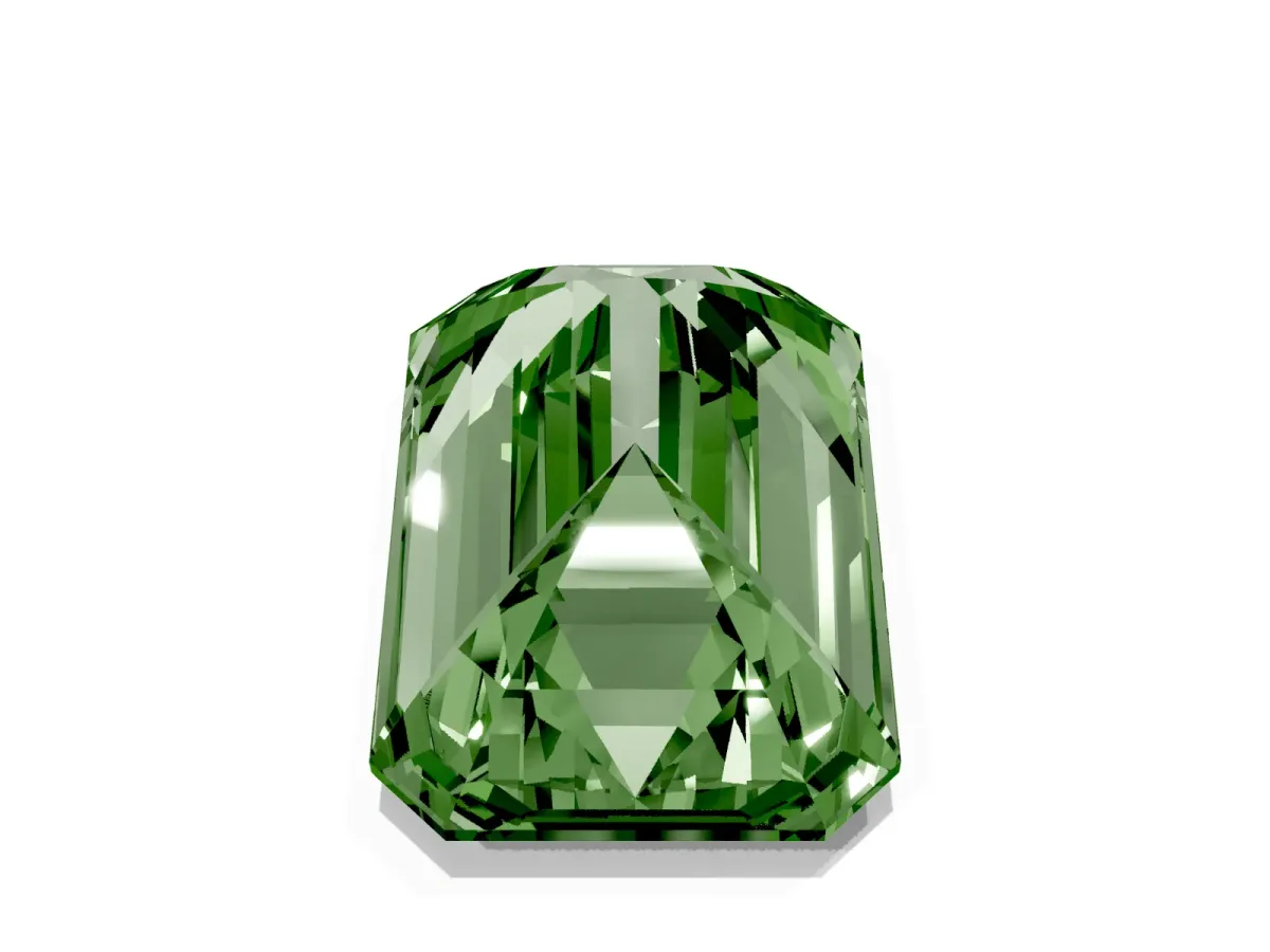 Fancy Green Emerald Cut Solitaire Twist Band Six-Prong Setting White gold