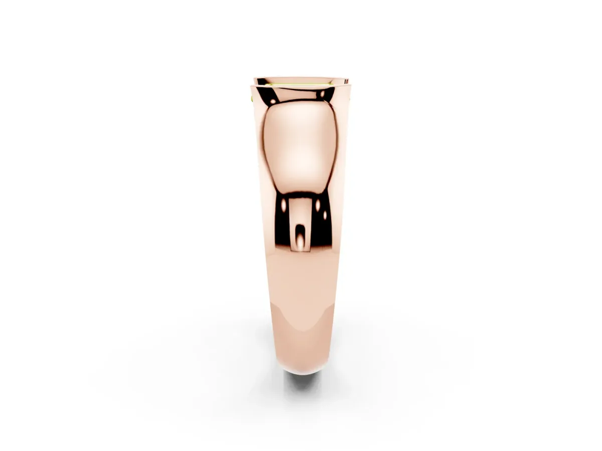 Fancy Yellow Emerald Cut Solitaire Bezel Set Diamond Ring with Wide Band Rose gold
