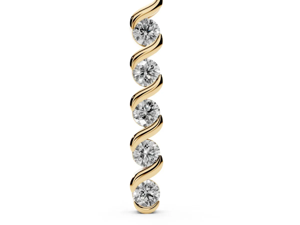 Round Diamond Spiral Prong Pendant Yellow gold