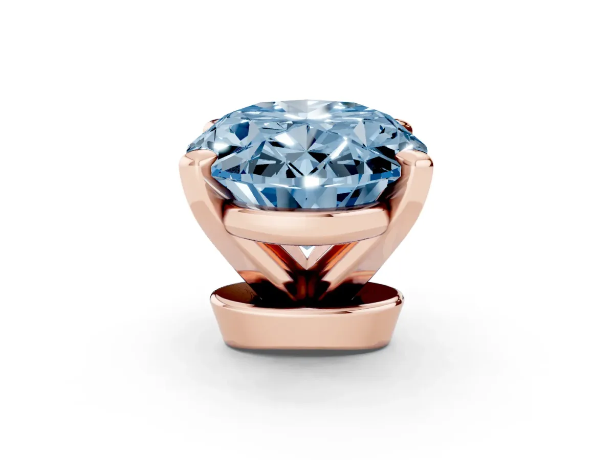 Fancy Blue Oval Cut Diamond Solitaire Ring with Prong Setting and Classic Band Rose gold