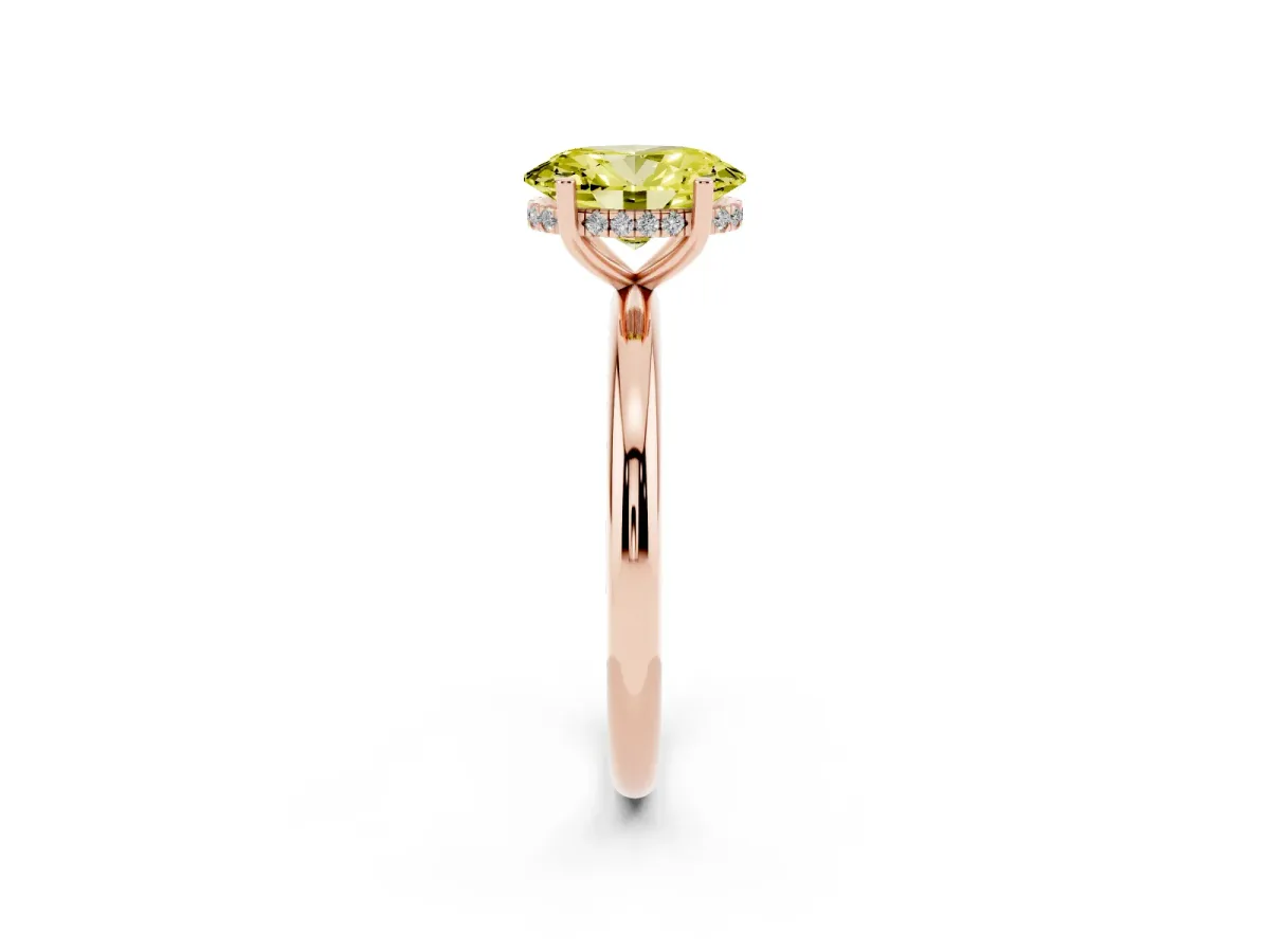 Fancy Yellow Oval Cut Cut Solitaire Engagement Ring with Four-Prong Setting and Classic Band Rose gold