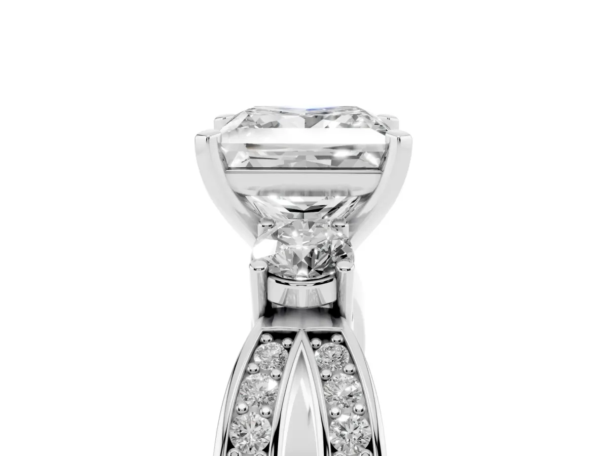 Three-Stone Princess Cut Cut Diamond Twist Band with Prong Setting Silver