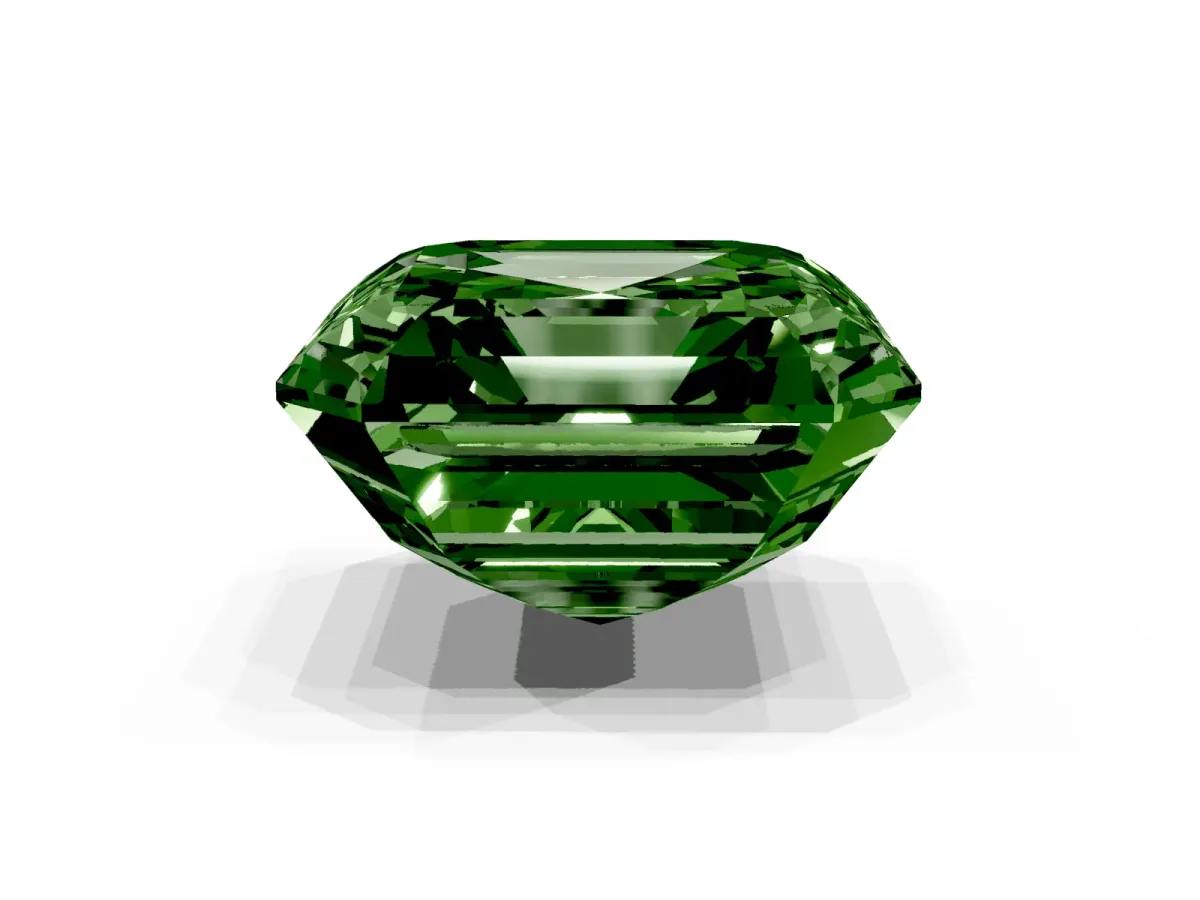 Fancy Green Asscher Cut Halo Diamond Ring with Milgrain Edge and Round Prong Setting Rose gold