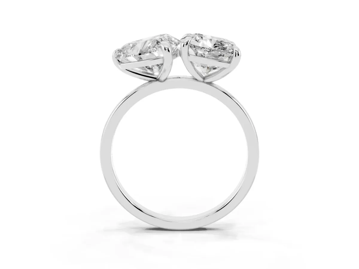 Cushion and Heart Toi Moi Ring with Prong Setting and Plain Band Silver