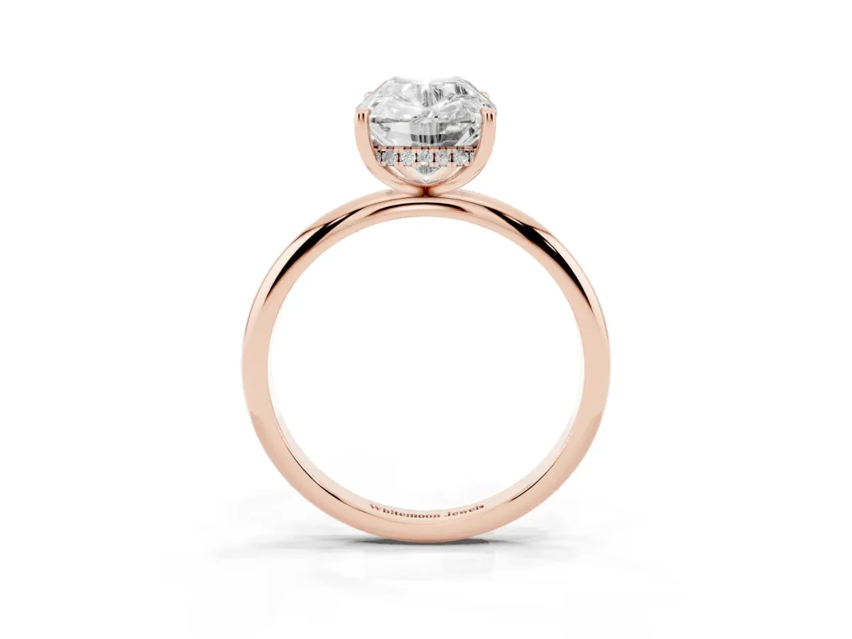 Old Mine Elongated Cushion Diamond Classic Band Four Prong Solitaire Ring Rose gold