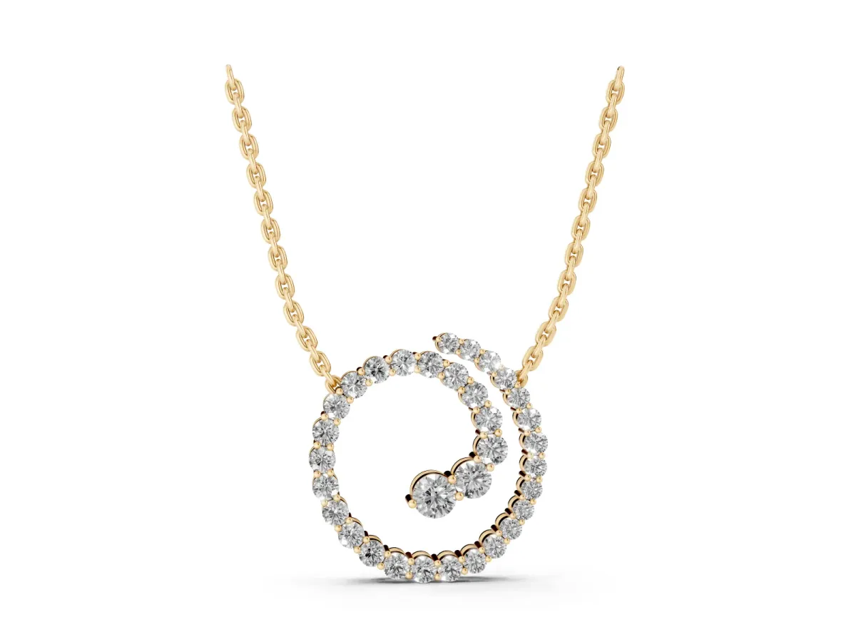 Round Diamond Spiral Pendant with Prong Setting Yellow gold