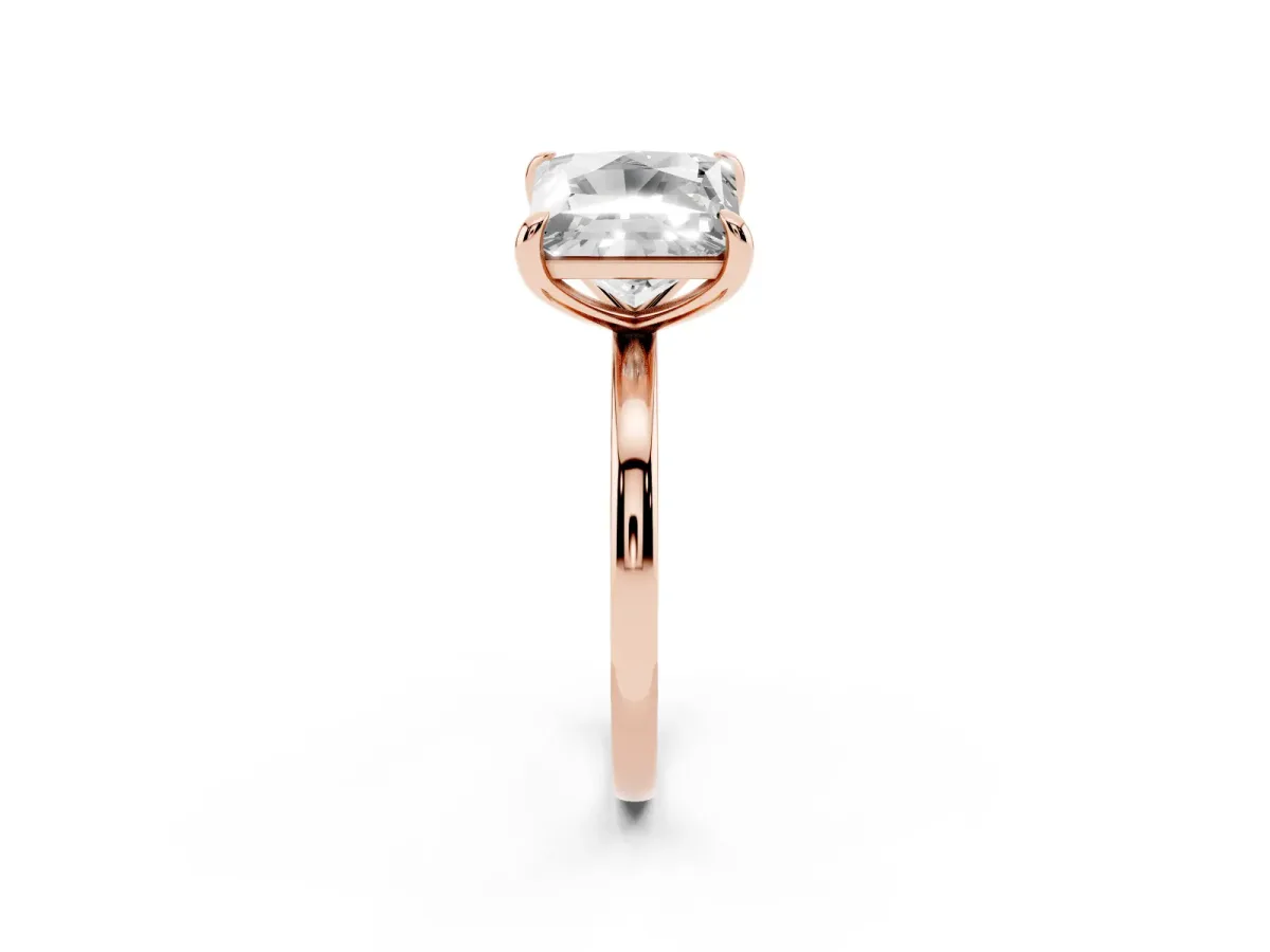 Round and Princess Toi Moi Ring with Prong Setting and Plain Band Rose gold