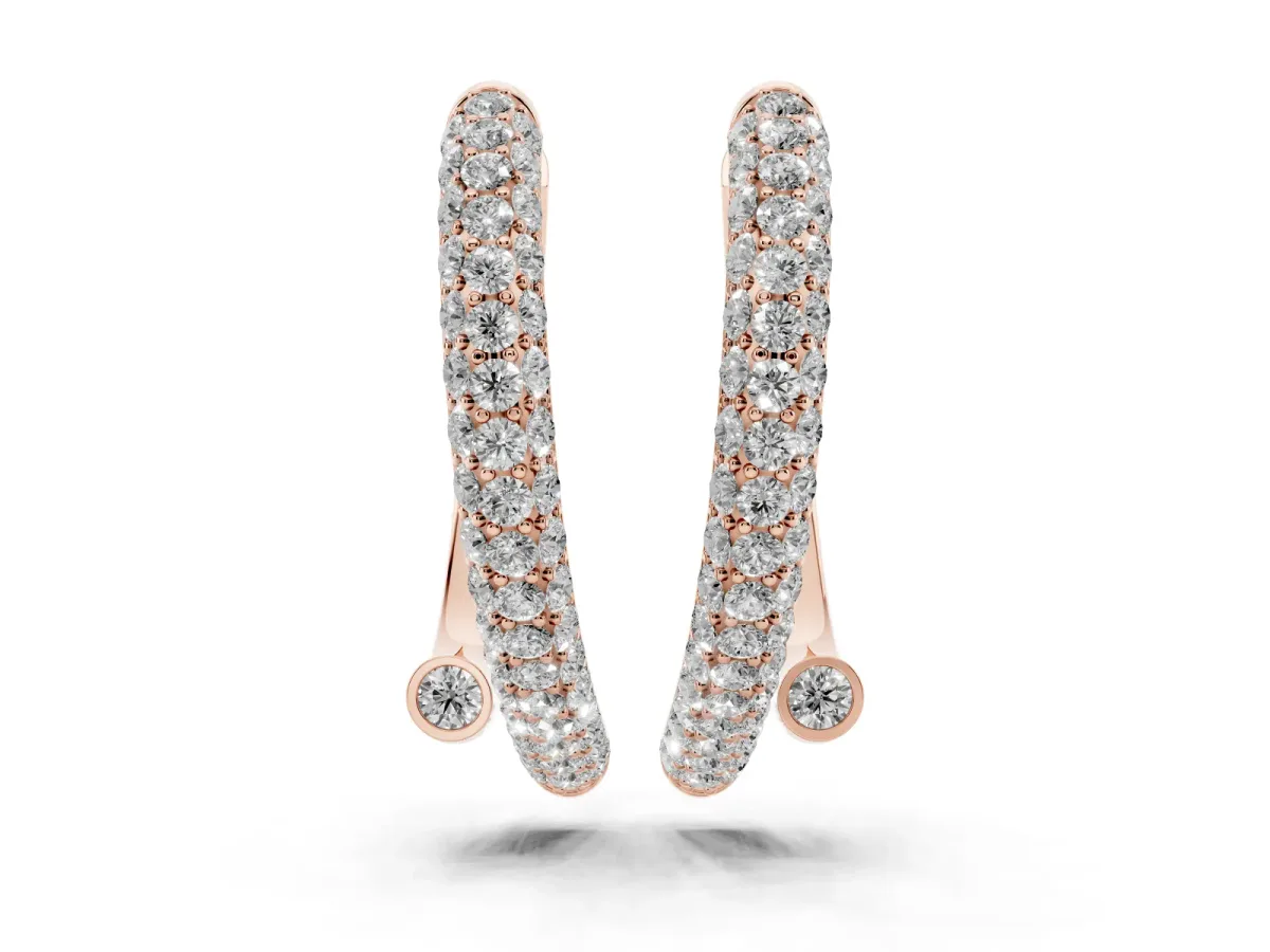 Round Diamond Vega Bypass Hoop Earrings Rose gold