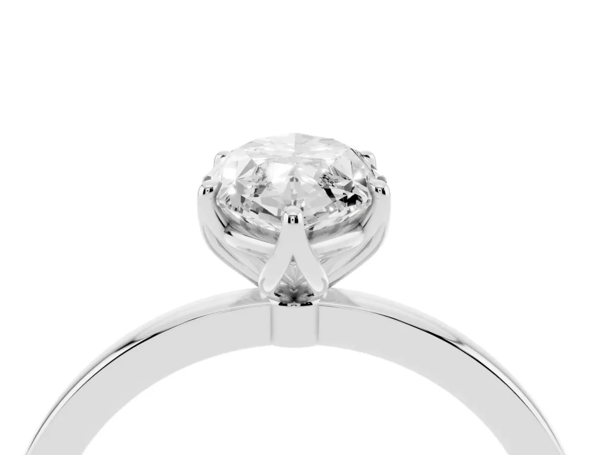Marquise Cut Diamond Solitaire Ring with Thin Band and Prong Setting Silver
