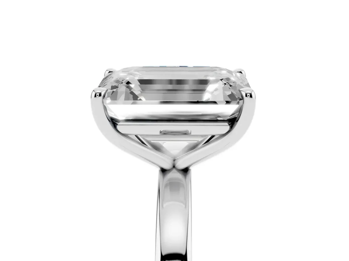 Fancy Blue Radiant Cut and Emerald Cut Toi Moi Ring with Prong Setting Silver