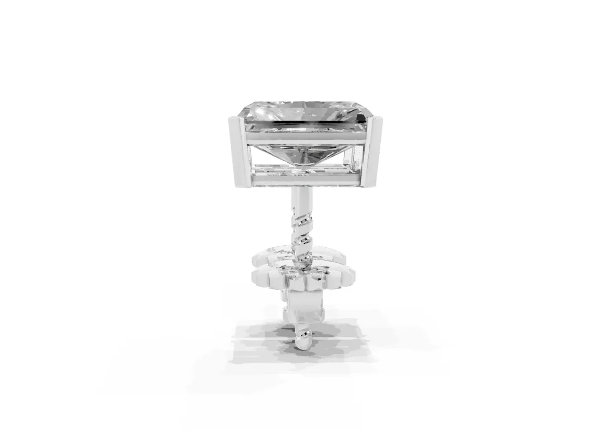 Radiant Cut Diamond Stud Earrings Platinum