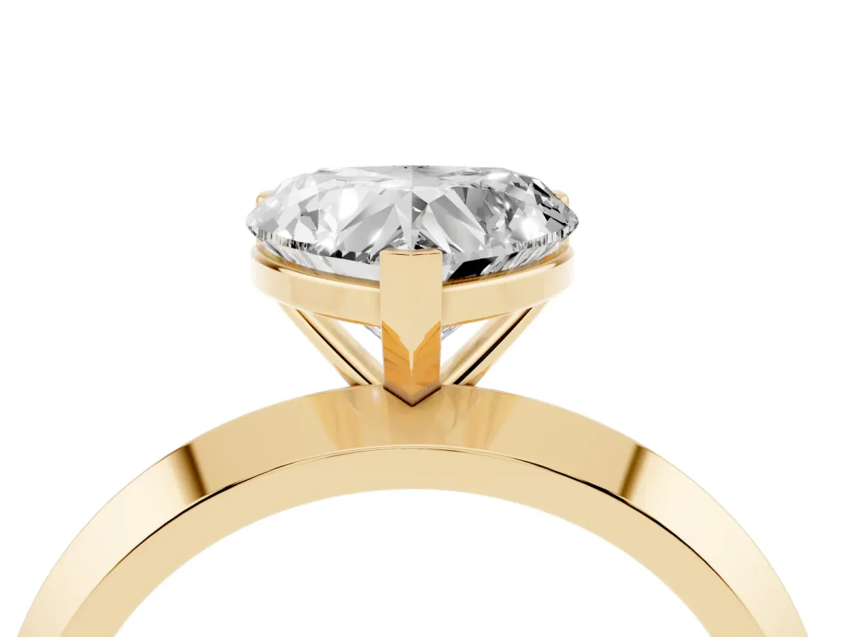 Heart Cut Cut Solitaire Engagement Ring with Flat Band and Four-Prong Setting Yellow gold