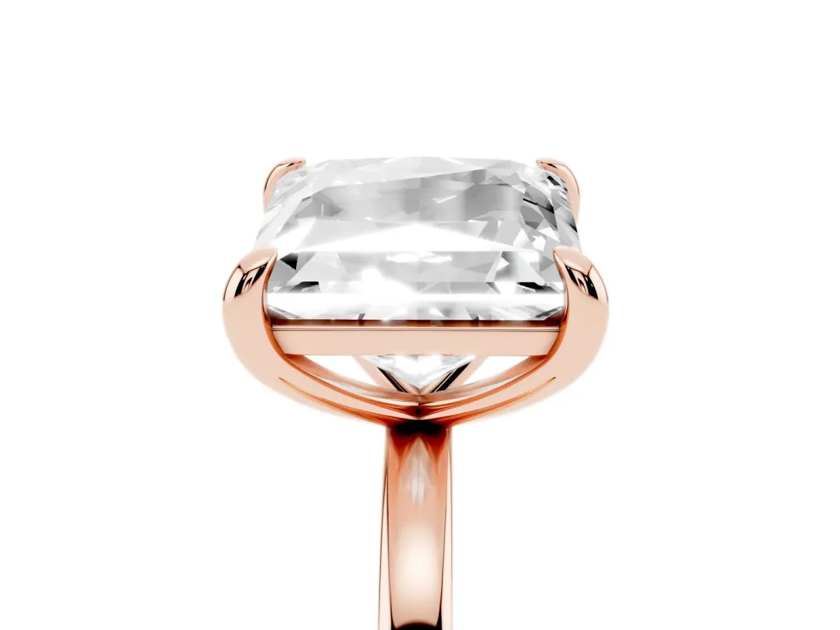 Oval and Princess Toi Moi Ring with Prong Setting and Plain Band Rose gold