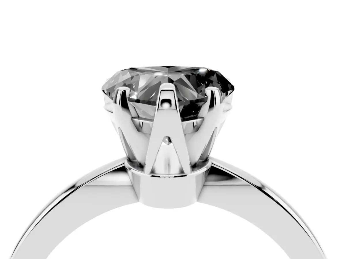 Fancy Black Heart Cut Solitaire Engagement Ring with Six-Prong Setting and Tapered Band Platinum
