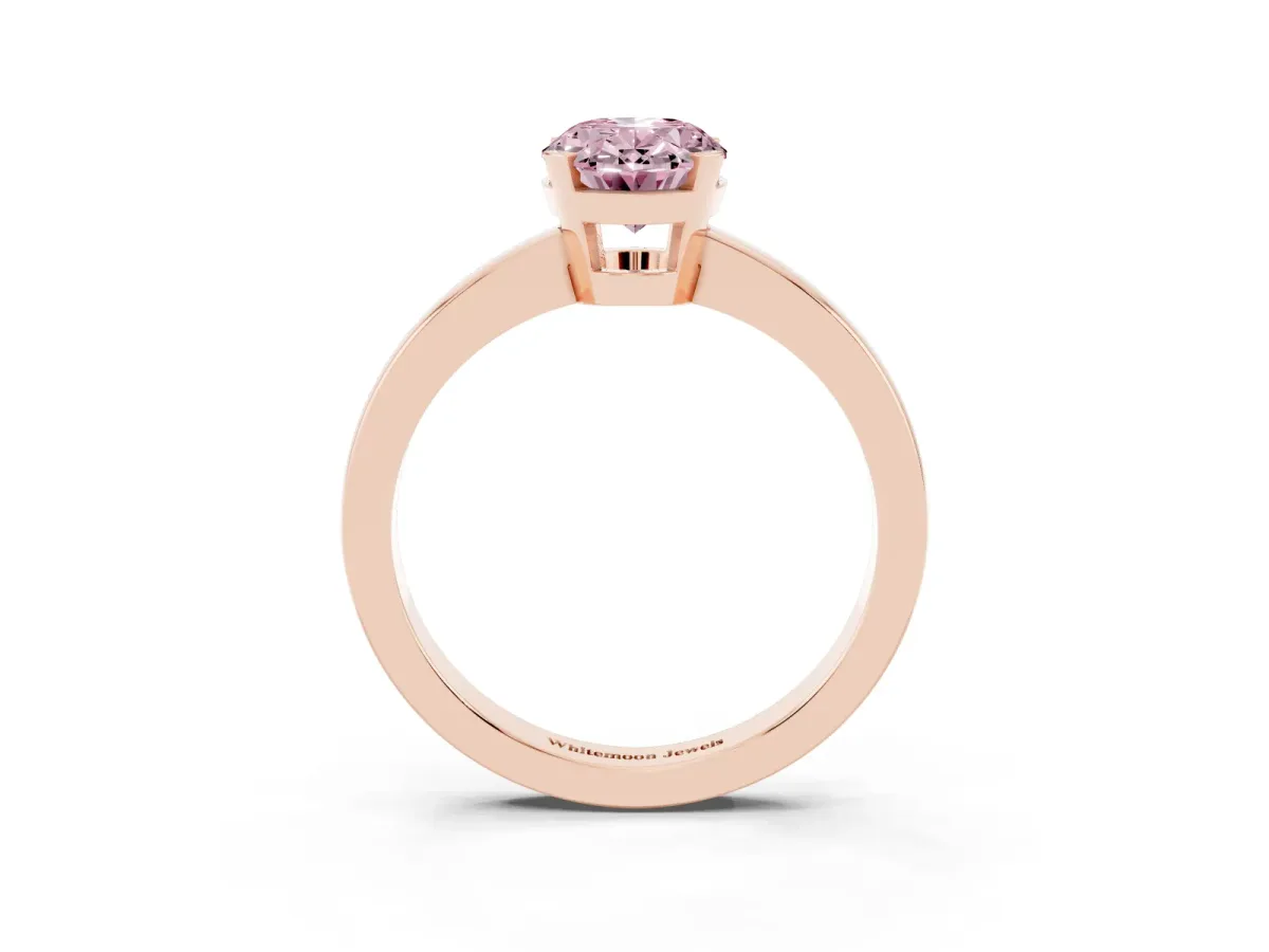 Fancy Pink Oval Cut Cut Solitaire Ring with Four-Prong Setting and Classic Band Rose gold
