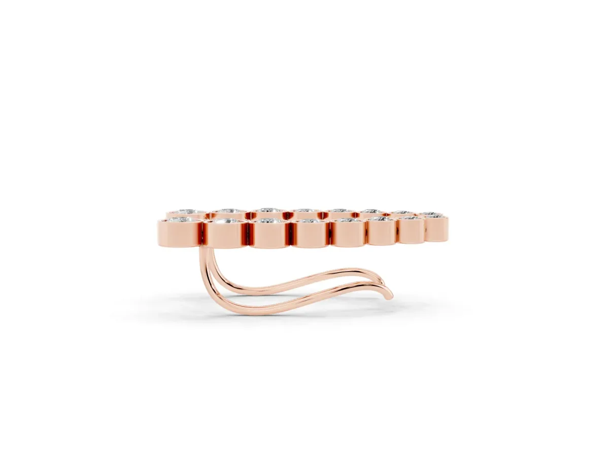 Bezel-Set Round Diamond Climber Earrings Rose gold