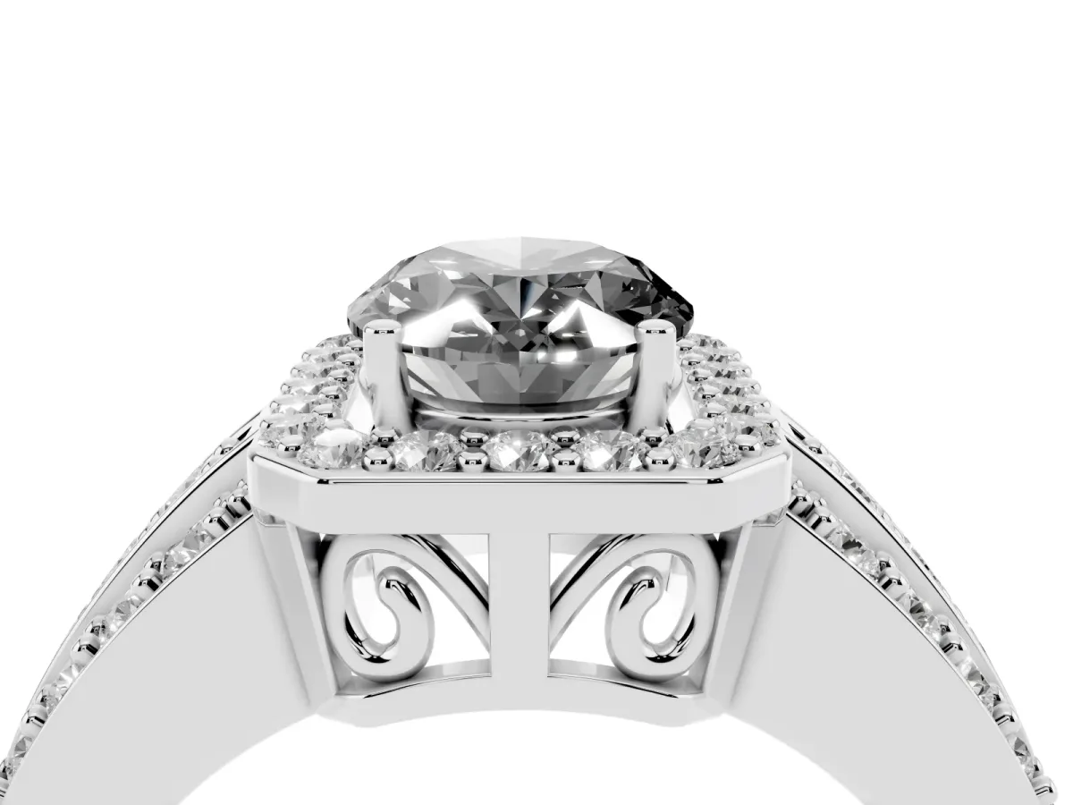 Fancy Black Oval Cut Halo Diamond Ring with Round Split Shank and Prong Setting Platinum
