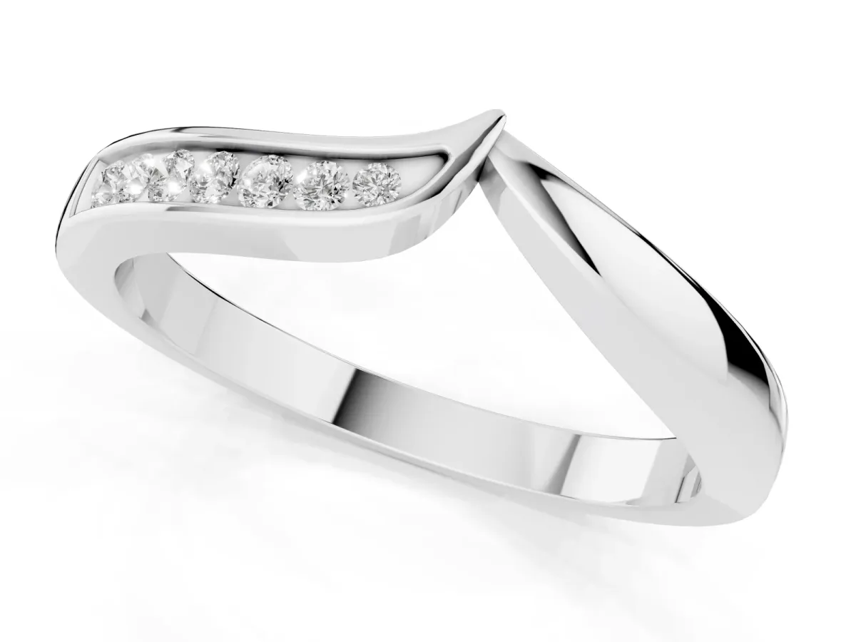 Channel Set Round Diamond Contour Band Silver