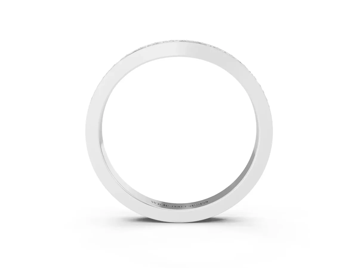 Diamond Pavé Round Cut Curved Band with Channel Setting Silver