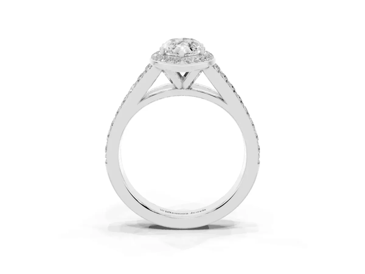 Marquise Cut Diamond Split Shank Halo Ring with Four-Prong Setting Platinum