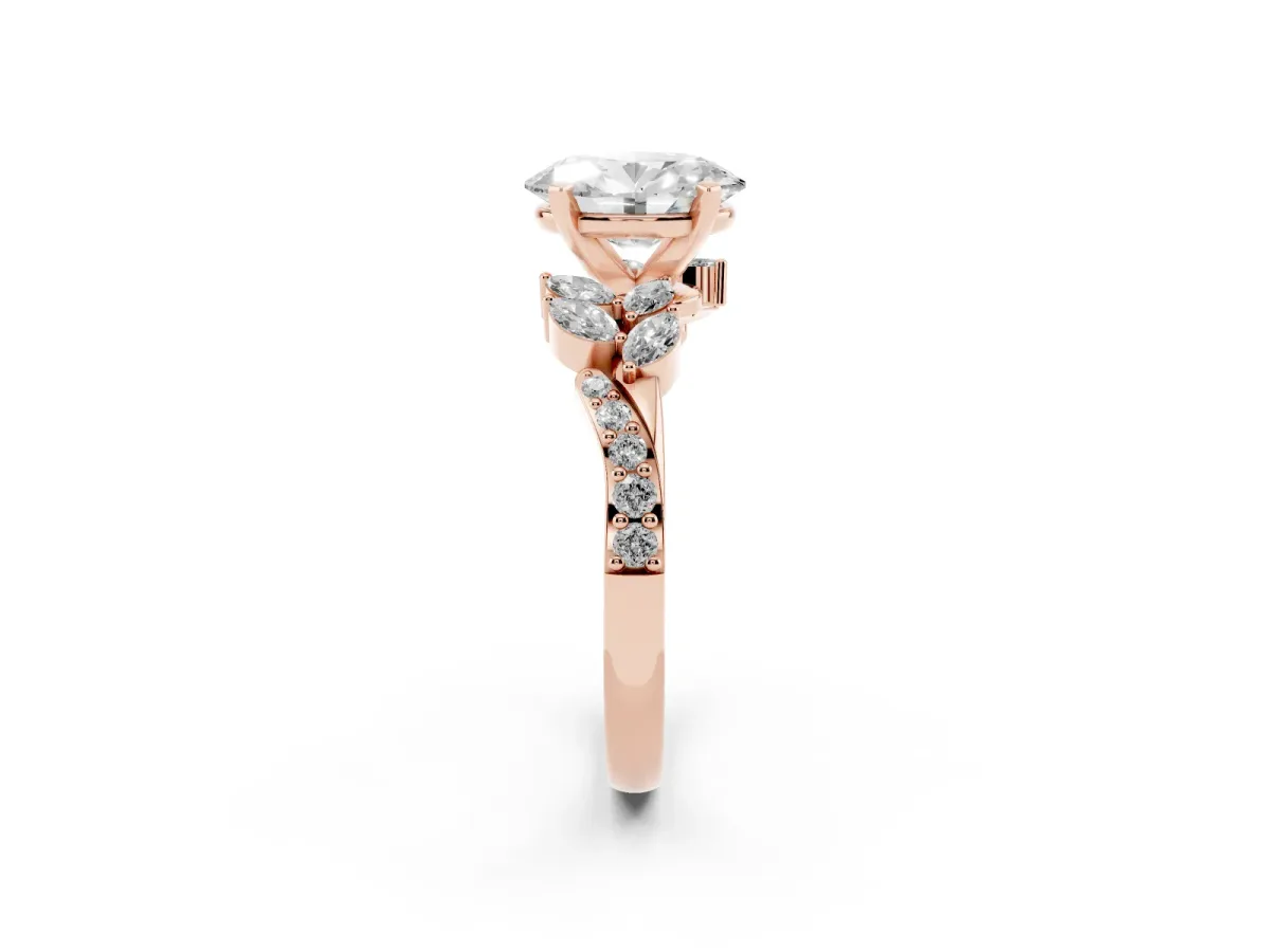 Oval Cut Solitaire Marquise Twist Band with Six-Prong Setting Rose gold