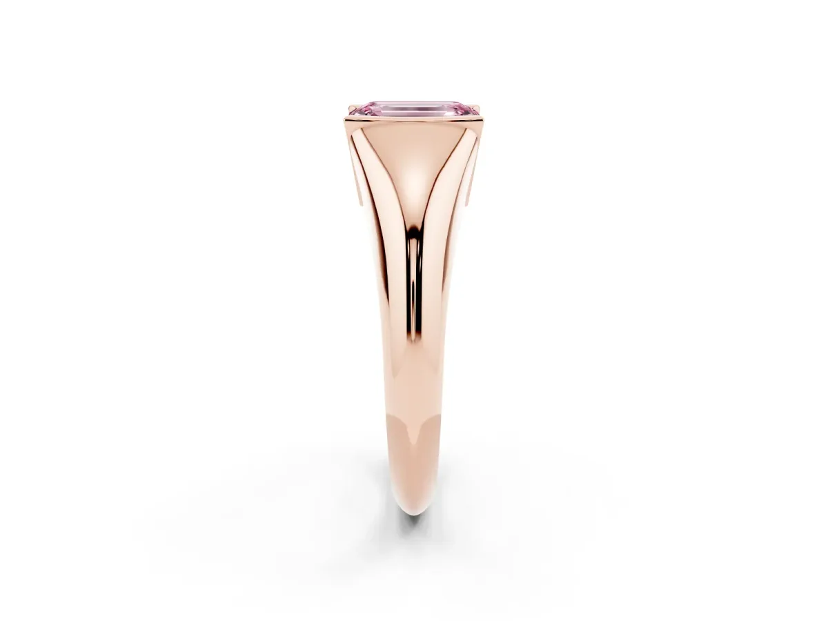 Fancy Pink Emerald Cut Solitaire Tension Set Diamond Ring Rose gold