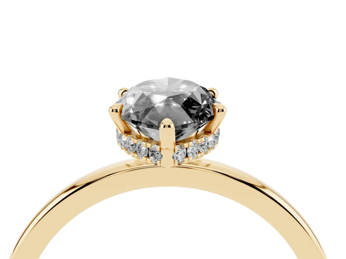 Fancy Black Marquise Cut Solitaire Engagement Ring with Cathedral Band and Four-Prong Setting Yellow gold