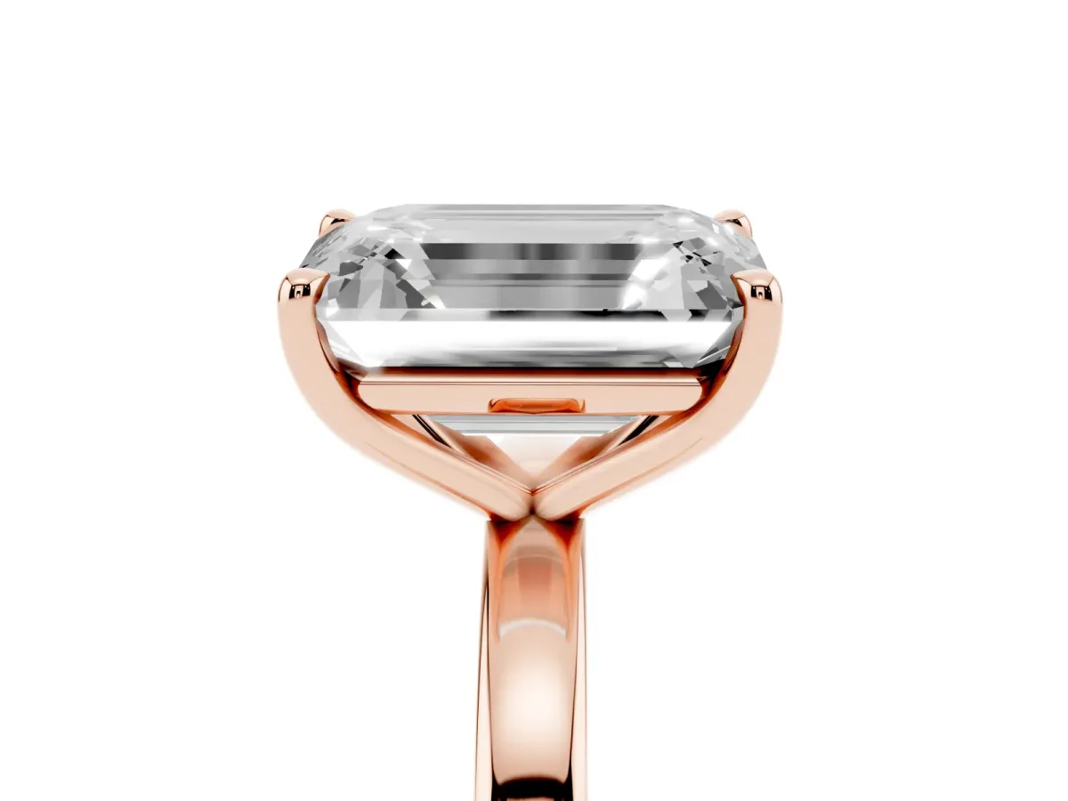 Fancy Blue Oval Cut and Emerald Cut Toi Moi Ring with Prong Setting Rose gold