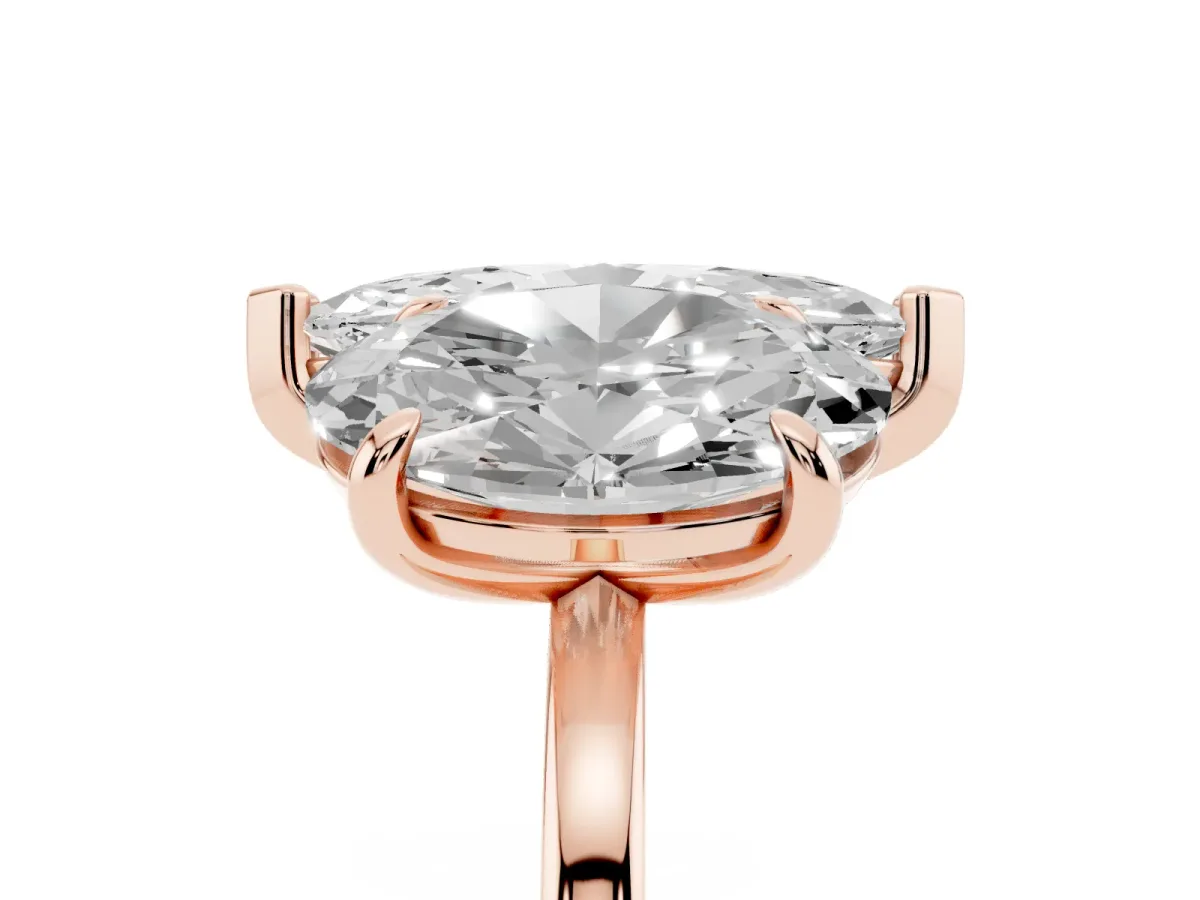 Oval and Marquise Toi Moi Ring with Prong Setting and Plain Band Rose gold